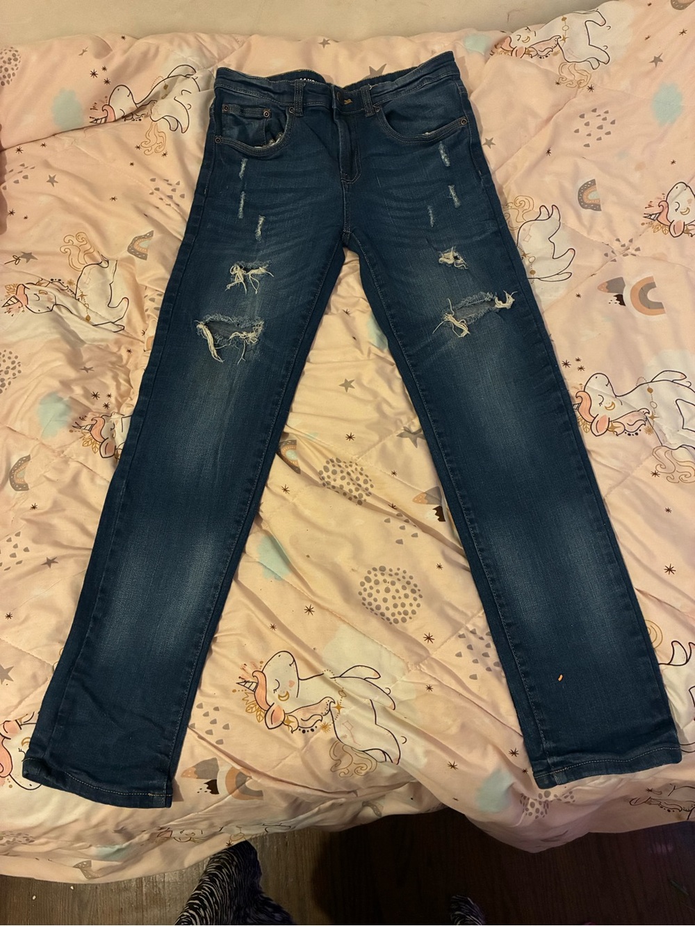 Kids Distressed Dark Blue Jeans